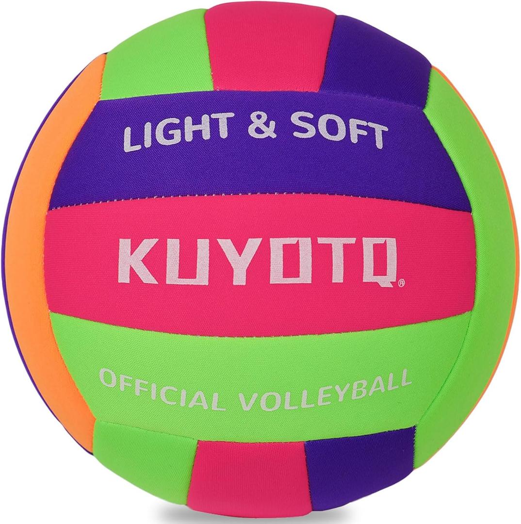 KUYOTQ Soft Indoor Volleyball for Indoor Practice Super Soft and Light Safe Sport Gear Fabric Volleyball for Kids Youth Adult Beginners, Perfect for House Yard Training Games (Pink,Green,Orange)