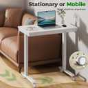 Electric Standing Desk with Drawer, 35" x 20" Whole Piece Tabletop Small Sit Stand Desk, Height Adjustable Desk with Storage & USB Ports, Quick Install Home Office Computer Desk, White