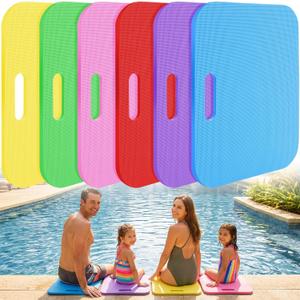 Lunmon 6 Pcs Poolside Seating Mat, 16.5 x 13 x 0.39 Inches EVA Foam Poolside Cushion for Edge of Pool, Portable Waterproof Seat Mat for Outdoor Summer Pool Accessories, Colorful (Rectangle)