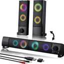 Wired Computer Speakers Designed for Desktop Devices USB Plug-and-Play Clear Sound with RGB Lighting Features Volume knob Ideal Gaming Speakers for Computers, laptops, Phones, and Tablets