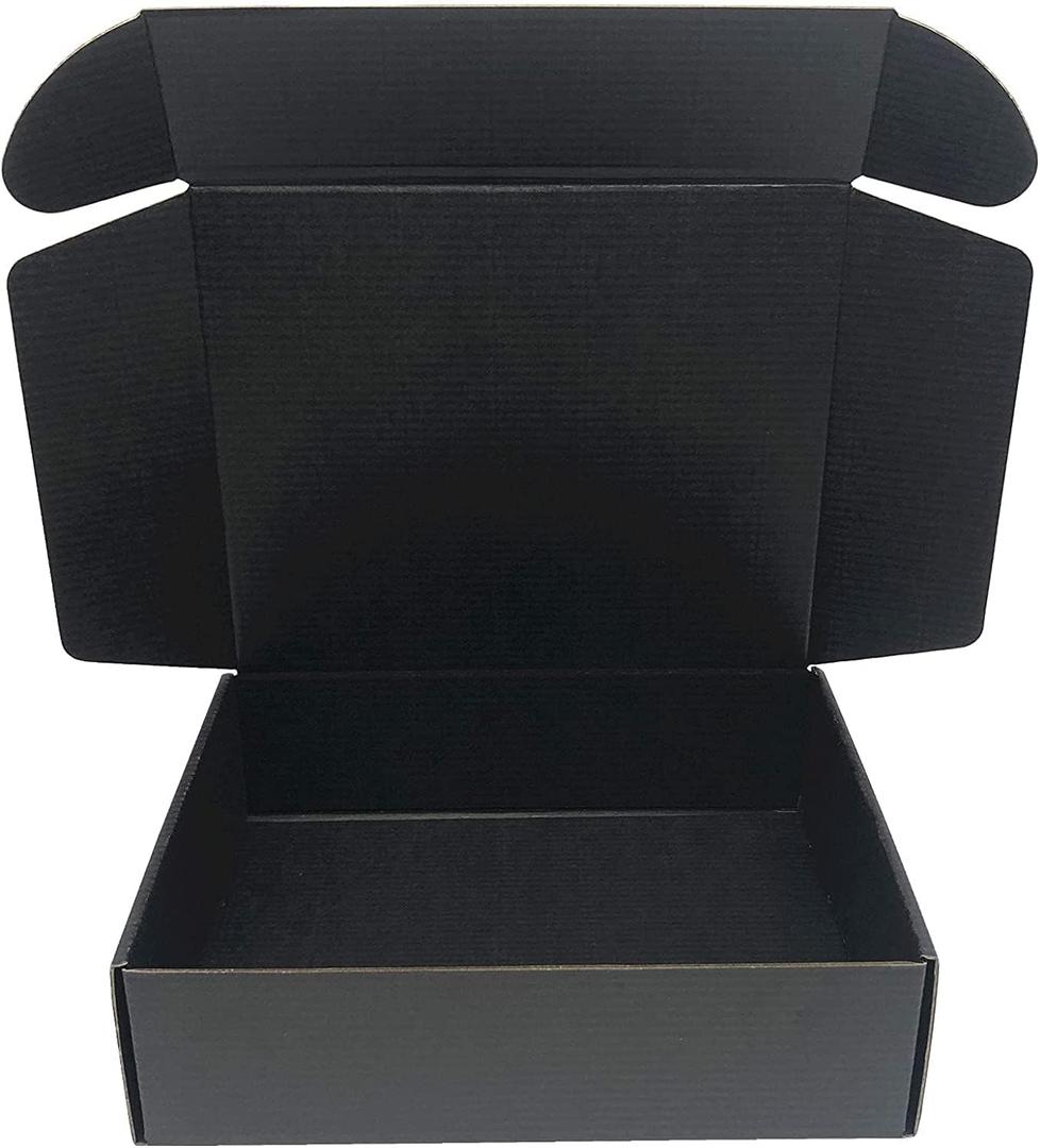 Black Cardboard Shipping Box 10 x 10 x 3.95 Inch Corrugated Packaging Storage Boxes 10 Pack (Inside Size: 9.3 x 9.8 x 3.8")