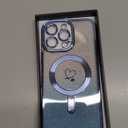 Bonoma Compatible with iPhone 16 Pro Max Case Support for MagSafe, Plating Heart Glitter Magnetic 2* Screen Protector TPU Camera Protection Back Cover for Girls Women -Blue