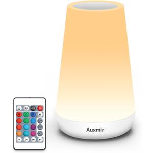 Auxmir Night Light, Dimmable Touch Lamp for Bedroom, Portable Rechargeable Bedside Table Lamp for Baby Nursery, 13 RGB Colors & 5 Brightness, Night Lights for Bedroom Living Room Bathroom Hallways