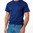 Men's Short Sleeve T-Shirt - Crew Neck Solid Color Quick-Dry Fabric, Navy Blue, L