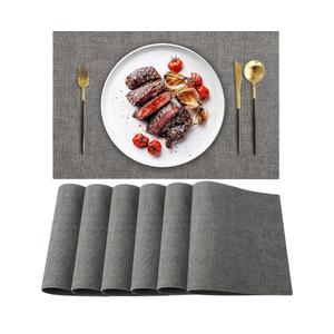LANDVIEW Leather Heat Resistant Placemats Set of 6 Waterproof Wipeable Washable PU Table Mats,Easy to Clean AntiSlip Place Mats (Smokey Grey, 6)