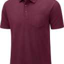 MAGCOMSEN Mens Polo Shirts Short Sleeve Cotton Pique Golf Shirts with Pocket Casual Performance Moisture Wicking Polos (Red)