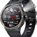 Smartwatch Men Fitness Tracker Watch: Smart Watches 1.53" Round Touchscreen 3ATM Waterproof LED Flashlight Bluetooth Call Heart Rate Blood Pressure Sport Step Pedometer Compass Compatible Android iOS