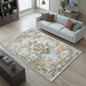 5x7 Area Rugs for Living Room, Washable Runner Rugs for Bedroom, Entryway Hallways Clearance Kitchen Indoor Boho Carpet, Beige Office Rug (Soft Terracota, 5' x 7' (Rectangular))