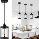 Osimir Black Pendant Lights Kitchen Island, 1-Light Modern Mini Hanging Light Fixtures with Clear Glass, Farmhouse Kitchen Pendant Lighting Over Island for Sink Dining Room, OS-3014-1PBK