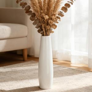 Ceramic Floor Vase, GDSZJLJ 17.7" Tall White Large Decorative Vases for Modern Home Decor, Living Room, Minimalist Style Big Flower Vase for Pampas Grass, Flowers, Twigs, Office, Bedroom Dcor