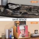 HOOBRO Vinyl Record Storage Crate, Stepped 2-Tier Record Crate, Album Storage Box, Visible Record Holder Crate with Handle, for Vinyl, Magazine, Folder, Album, Natural YL02CW01