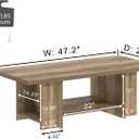 FOLUBAN Wood Coffee Table, Modern Center Table for Living Room with Bottom Storage Shelf & Side Shelves, 2-Tier Rectangle Cocktail Tea Table for Home Decor, 47 Inch, Rustic Oak, 47.2 Inch