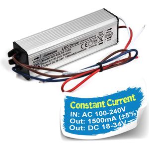 Chanzon LED Driver 1500mA (Constant Current Output) 18V-39V (in:100-240V AC-DC) (6-12) x5 30W 40W 50W 60W IP67 Waterproof High Power Supply 1500 mA Lighting Transformer for 50 W COB Chips (Aluminium)