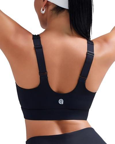 RUNNING GIRL Adjustable Straps High Impact Sports Bra for Women,High Support Workout Sports Bras with Sewn in Pads, Size L