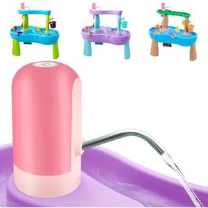 Infowush Powerful Water Table Pump, Battery Powered Water Pump for Water Table 3 Hours Non-Stop Fun Portable Summer Outdoor Sand/Water Table Toys Water Play Table Accessories for Toddlers Kids（Pink）