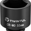 3/4 Inch Drive Metric Impact Socket 55mm, 6-Point Design, Heat-Treated Chrome Molybdenum Alloy Steel, Spindle Axle Nut Socket for Auto Repair, Easy Removal