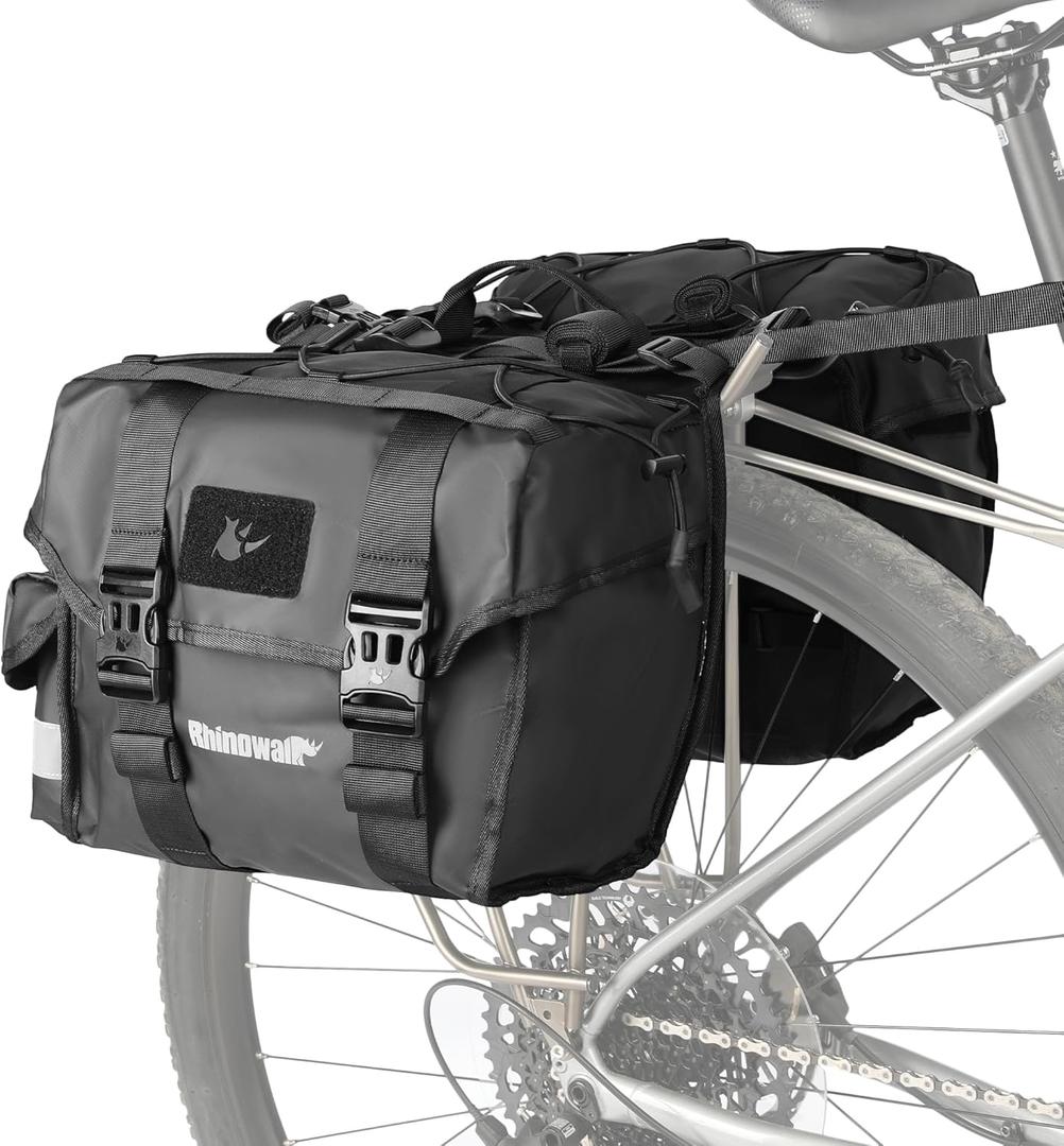 Rhinowalk Bike Pannier Bag for Bicycle Rear Rack Bag 22/40/50L Cycling Saddle Bag Luggage Storage Bag for Long Distance with Rain Cover