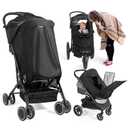 Orzbow Stroller Sun Shade, Breathable Sun Shade Cover for Stroller with Mosquito Net & Zip, Universal Baby Sun Shade with Double Opening, Easy to SInstall, Blocks 95% UV(UPF 50+), Black
