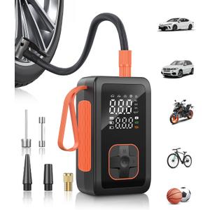 Hafuloky Tire Inflator Portable Air Compressor - 150PSI & 15000mAh Dual Power (Cordless & 12V DC) Car Air Pump, 3X Faster 36L/Min Electric Tire Pump with Digital Gauge, LED Light for Car, Bike, Ball