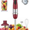 Immersion Blender Handheld 1000W 5 in 1 Corded Stick Hand Blender Kitchen with 12 Speed, BPA-Free, Mixing Beaker, Chopper, Whisk, Milk Frother, Perfect Emulsifier for Soup, Baby Food, Sauce, Puree