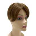 Real Human Hair Topper Light Thin Clip in Hair Bangs for Women and Men 6 inches Middle Part Straight Hairpieces (Light Brown)