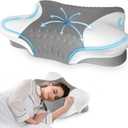 Cervical Neck Pillow for Side Sleepers  Cooling Contour Memory Foam Pillows Ergonomic Neck Support Adjustable Bed Pillows for Neck Comfort - Ideal Christmas Birthday Gift for Women Men (Grey)