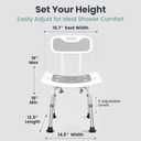 Pelegon Shower Chair for Inside Shower, Shower Bench with Back, Adjustable 15-19 in Height, Non-Slip Feet, Rust-Resistant Aluminum Bath Seat for Elderly and Disabled, 300 lb Capacity - Grey
