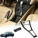 Car Center Console Gear Shift Panel Cover Compatible with BMW 3 Series 2005-2012 E90 E92,ABS Control Gear Box Shift Knob Panel Frame Molding Cover Interior Accessories 2PCS (Carbon Fiber Pattern)
