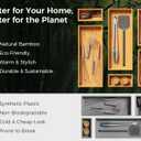 Bamboo Kitchen Drawer Organizer Boxes 14" x 5" Stackable Wood Silverware Utensil Tray for Drawers Bins Cutlery & Flatware Storage Wooden Pantry Organizers Set of 2 for Junk Drawer Bathroom Rv