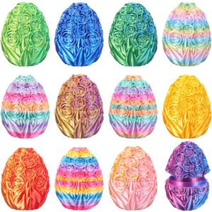 Honoson 12 Pcs 3D Printed Animal Fidget 3D Mini Animal Flexible Cute Articulated Small Stress Pet Relief Fidget for Adult Party Favors Home Display(5-7cm,Easter Rose Egg)