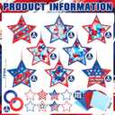 DoubleFill 48 Pcs Memorial Day Patriotic Suncatchers Crafts Kits 4th of July 250th Anniversary Crafts Red Blue White USA Tissue Paper Craft Make Your Own Stained Glass Window Ornaments for July 4th