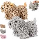 Tegeme 2 Pcs Chenille Dog Hand Towel Fuzzy Dog Towel Absorbent Microfiber Soft for Bathroom Kitchen Washstand (Grey Brown)