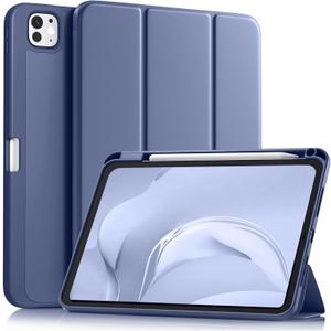 Akkerds for iPad Pro 11 Inch Case (M5/M4) 2025/2024 6th/5th Generation with Pencil Holder, for iPad Pro Case 11 Inch with Trifold Stand Protective Cover/Soft TPU Back, Auto Wake/Sleep, Blue Gray