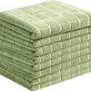 Microfiber Dish Towels - Soft, Super Absorbent and Lint Free Kitchen Towels - 8 Pack (Lattice Designed Olive Colors) - 26 x 18 Inch (Olive Green)