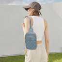 ICOLRAE Small Sling Bag for Women Vegan Leather Crossbody Bags Fanny Pack Chest Bag Travel Purse with Adjustable Guitar Strap (Blue)