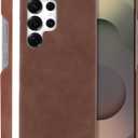 SOKAD Leather Case for Samsung Galaxy S25 Ultra Compatible with Magsafe, Vintage Elegant Design for Men Women, Thin Slim Half-Wrap Anti-Slip Protective Phone Case for Galaxy S25 Ultra, Brown