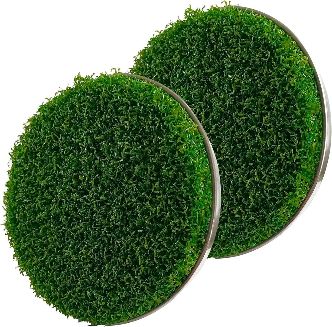Golf Hole Cup Putting Green for Backyard Practice Putting Green Hole Simulated Lawn and Metal Base(2 Pieces)