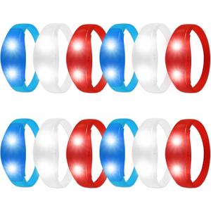 12 Pcs LED Glow Bracelets Sound Activated Flashing Light Up Bracelet for New Years Eve Glow in the Dark Party Supplies Christmas Party Favors Birthday Gift Carnival Concerts Night Events