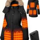 Hecusma Heated Jackets for Women with 18400mAh 12V Battery Pack Included, Parka Womens Heated Jacket with Hood Skating (Small, Black)