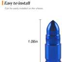 4PCS Car Tire Valve Stem Caps, Bullet Style Dustproof Vehicle Air Cover, Aluminum Alloy Waterproof Automotive Valve Dust Caps Accessories, Universal for Trucks, Bikes, Motorcycles (Blue)