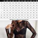 Avidlove Women's Mesh Top Long Sleeve Mock Neck Sheer Blouse See Through Floral Lace Tops (M)