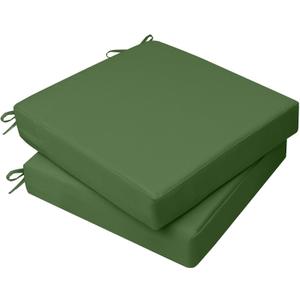 AAAAAcessories Outdoor Seat Cushions for Chairs, Waterproof, Fade-Resistant, 20" x 20" x 3", Patio Furniture Replacement Cushions, Set of 2, Dark Moss Green