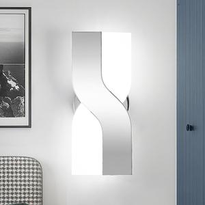 Modern LED Wall Sconce, 6000K Cool White Hardwired Wall Light Fixtures, 8W Chrome Acrylic Wall Mounted Lighting Fixture for Bedroom, Living Room, Hallway, Corridor
