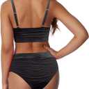 Bikini Women's Tummy Control Two Piece Swimsuit Push Up Swimsuit Sexy Swimwear Spaghetti Straps Bikini Top with Swimming Shorts Swimwear Swimsuits for Women Bikini Set Swimsuits for Women
 (Large)