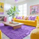 OLANLY Area Rugs for Living Room Bedroom, Machine Washable 4x5.9 ft Soft Fluffy Shaggy Bedside Rug, Indoor Floor Carpet for Kids Girls and Boys, Dorms, Nursery Rooms, Home Decor Aesthetic, Purple
