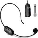 UHF Wireless Headset Microphone: Cordless Head Mic System, USB-C Charging Microphones, 164ft Range - for Voice Amplifier Speaker Teaching Tour Guides Fitness Instructor