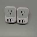 2 Pack European Plug Adapter USB C, TESSAN US to Europe Adapter 4 Outlets 3 USB Charger, Type C International Power Adaptor to Italy Spain France Portugal Iceland Germany, Europe Travel Essentials