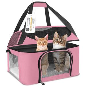 Cat Carrier Backpack Pet Carrier for Cats & Small Dogs Under 20 lbs TSA Airline Approved Soft Sided Collapsible Travel Carrier with Ventilation Windows, Pink