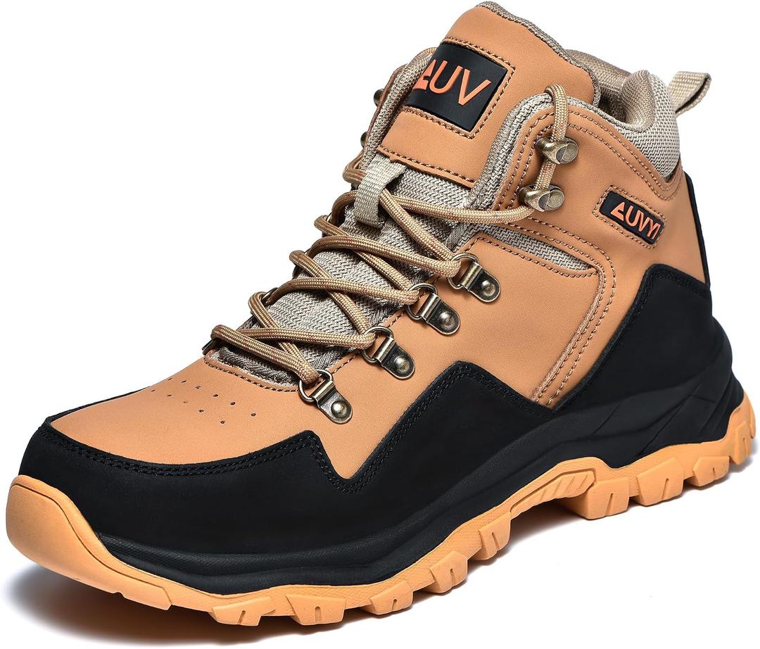 AUVYI Waterproof Steel Toe Work Boots for Men - Wide Toe Comfortable Non Slip Safety Shoes Durable Leather Industrial & Construction Boots, Size 10