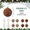 Suzile 12 Pcs Large Velvet Christmas Ball Ornaments, 4 Inch Brown & White Flocked Christmas Tree Ornament Shatterproof Hanging Xmas Ball Bulbs for 2025 Xmas Tree Home Decorations